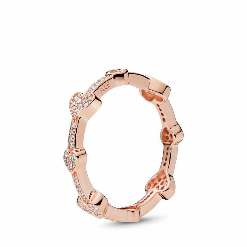 Pandora Rose™ Allustackable Ring Hearts Stackable Ring Ireland - Pandora Rose/Cubic Zirconia - 35824